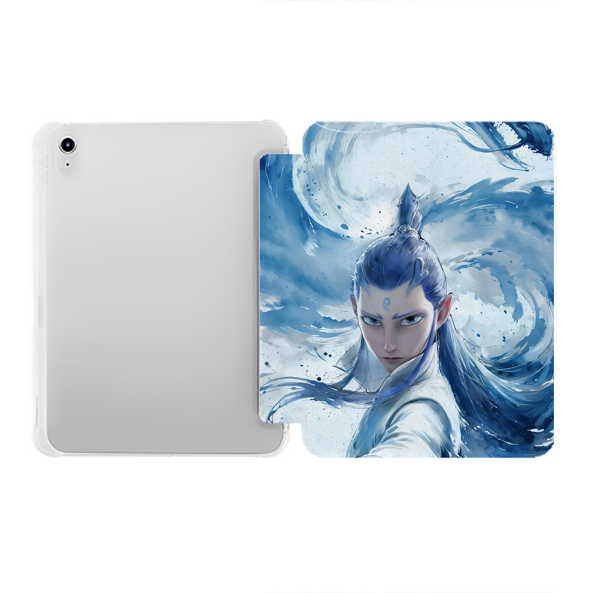 （画像用） Ne Zha 2 ナタ 魔童の大暴れ IPad ケース ペン収納付き 三つ折りスタンド PUレザー×シリコン 対応機種9.5/10.5/10.9インチ